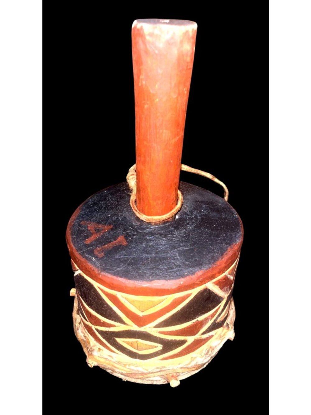 Zimbabwean Tonga Budima Hand Drum Shona Motif African Tribal Art - Picture 4 of 5